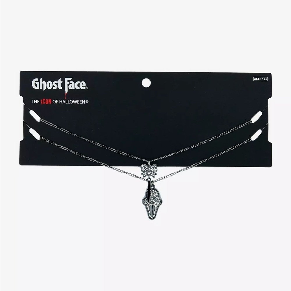 Scream Ghost Face Mask Bow Bling Necklace‎ Set Hot Topic Horror Halloween